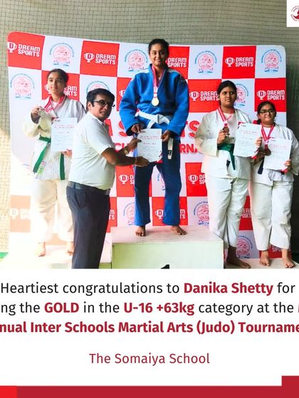 Danika Shetty receives her gold medal at the MSSA Judo Tournament, another victory for our talented judoka.