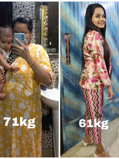 Celebrating this new mom's amazing post-pregnancy fitness journey. She lost 10kg, going from 71kg to 61kg, and is a true inspiration. My classes are a supportive space for fit-moms and women at all stages of life.