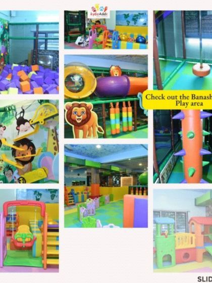 This collage gives you a great overview of the fun to be had at our Banashankari play area, from the foam pit to the swings.