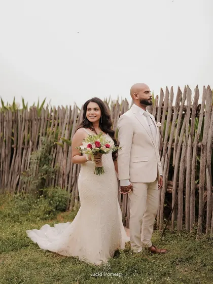 A quiet, contemplative portrait of the couple looking towards their future together.