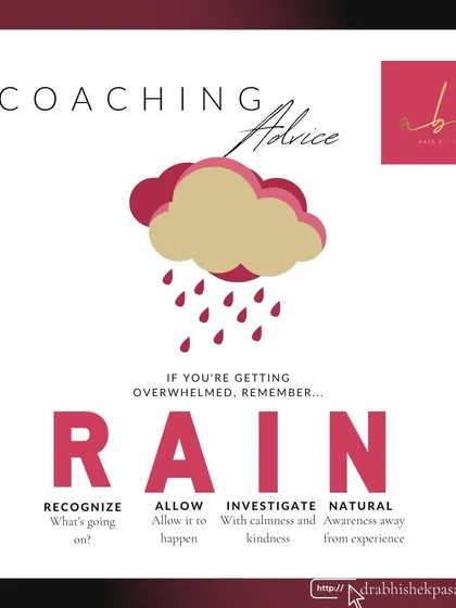 When you feel overwhelmed, remember the RAIN method: Recognize, Allow, Investigate, Natural. This is a simple yet powerful mindfulness tool I teach to help manage difficult emotions with calmness and kindness.