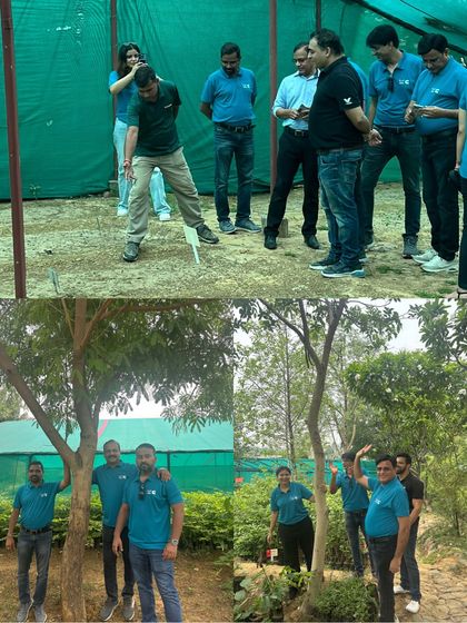 The Valvoline Cummins team participates in a fun team-building activity, connecting with each other and with nature at our nursery.