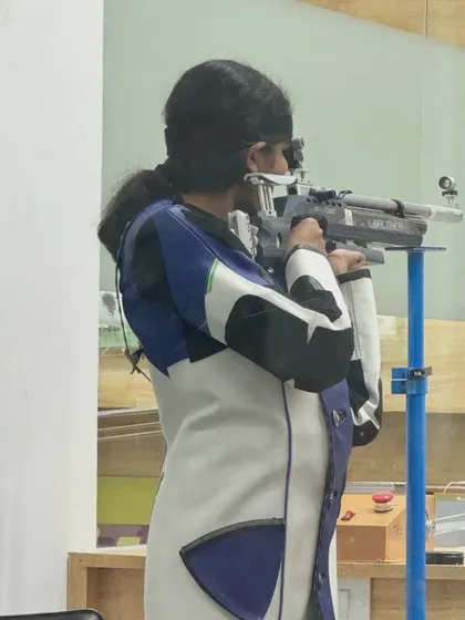 A glimpse of the perfect form and concentration required in 10m air rifle shooting. Our ISSF-certified coaches provide personalized guidance to help each shooter refine their technique for maximum precision.