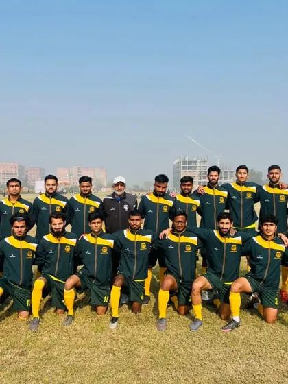 The Jamia Millia Islamia football team, ready for competition at GNA University, Phagwara. We build strong, cohesive units that play with passion and discipline, representing the university with pride.