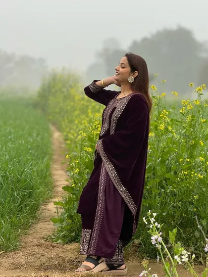 Enjoying the beauty of a mustard field.