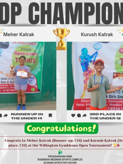 We don't just train players, we build champions. I am incredibly proud to celebrate the achievements of our students, Meher and Kurush Katrak, who secured top spots at the Willington Gymkhana Open Tournament. Their success is a testament to their hard work and our training program.