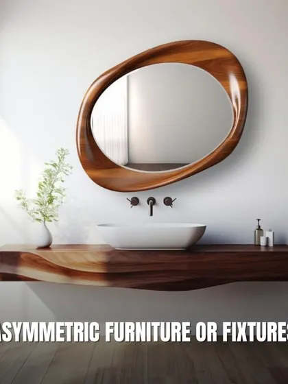 Unusual Element: Asymmetric Furniture or Fixtures. An organically shaped mirror or a live-edge wood vanity adds an artistic and unexpected touch, breaking away from traditional, rigid forms.