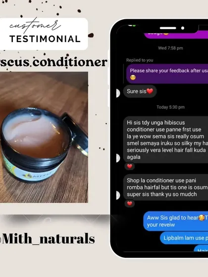 Another amazing review for the Hibiscus Conditioner. The customer says her hair is silky and that it even reduced her hair fall. So happy to hear this, sis.