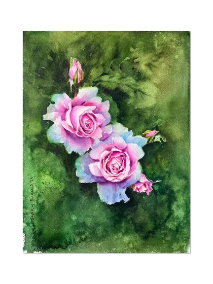 The delicate nature of flowers is a beautiful subject for watercolor. This piece from a flower painting workshop shows how to create soft petals and a vibrant, atmospheric background using wet-on-wet techniques.