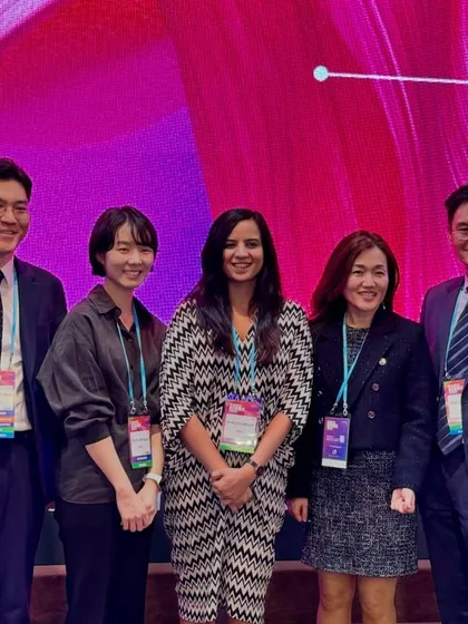 A group photo with some of the wonderful team and fellow speakers at Korea Derma 2024.