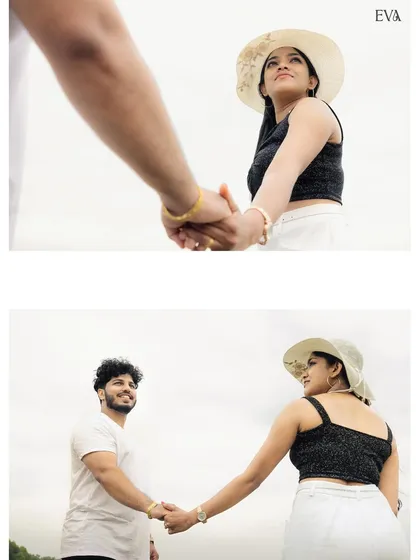 Holding hands, looking towards the future. These portraits from Sachin and Prema's pre-wedding shoot capture a sense of quiet confidence and shared dreams.