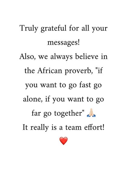 This African proverb, "if you want to go fast go alone, if you want to go far go together," is the guiding philosophy of our firm. Our success is truly a team effort.