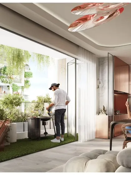 In my Sky Gardens residential project in Hyderabad, I focused on creating a true indoor-outdoor connection. Each apartment features a deep, lushly planted balcony, allowing residents to enjoy the feeling of a private garden within a high-rise building.