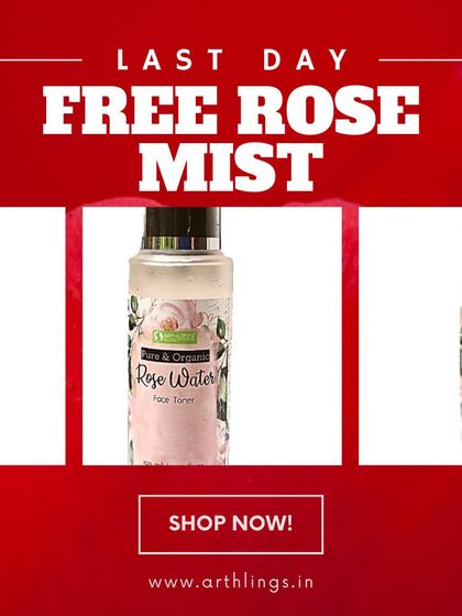 Our last day for a special offer. Get a free reusable glass mist bottle filled with our Organic Rose Mist with qualifying purchases.