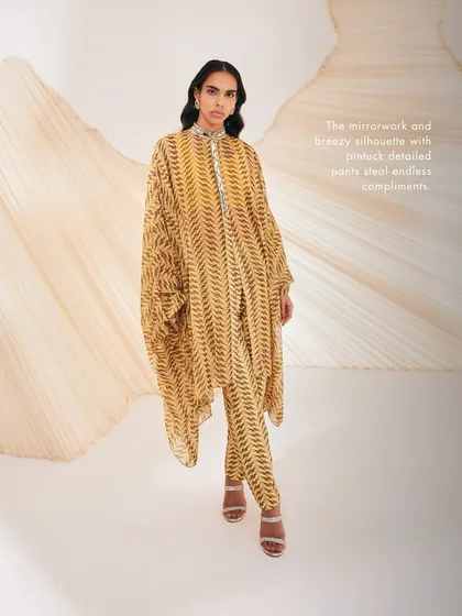 A full-length view of the Riley Kaftan Set, a perfect ensemble for a stylish, relaxed occasion.