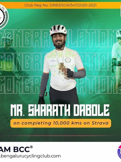 Congratulations to Sharath Dabole on completing 10,000 kms on Strava. We celebrate this wonderful milestone with you.