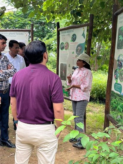 Our team member briefs the new Valvoline Cummins employees, explaining the importance of our nursery in supporting large-scale eco-restoration.