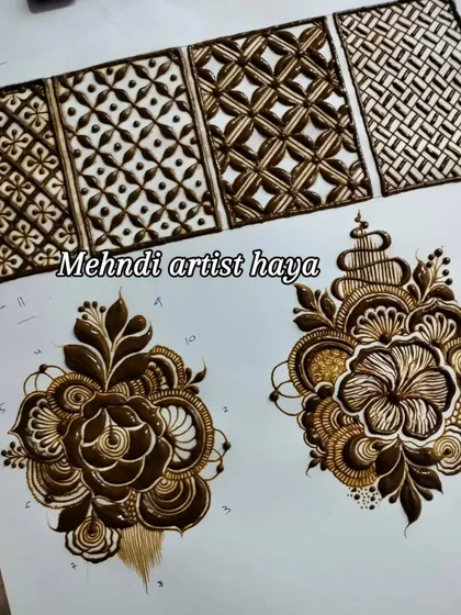 Another view of the practice motifs and filler grids. Mastering these grids is essential for creating neat and impressive bridal designs.