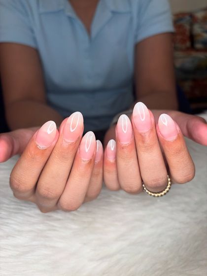 Another shot of the "au naturale" baby boomer nails, showing their clean finish.