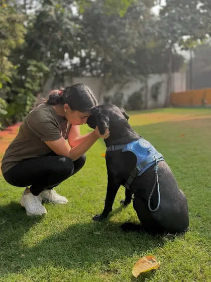 A moment of deep connection with Laika. Her guardian's trust means everything to us.