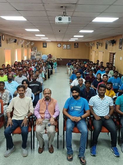 A group photo of all the participants and instructors after the successful CPR workshop. We are now a group of 80 more first responders, ready to help if needed.