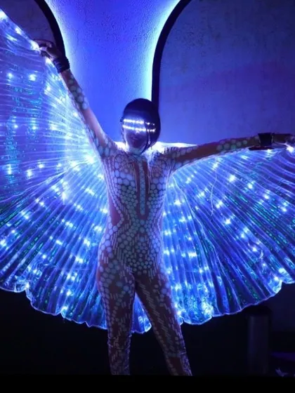 Spreading my wings at a show for Boho. These LED butterfly wings create a stunning visual, perfect for indoor events, club nights, and themed parties where you want a touch of magic.