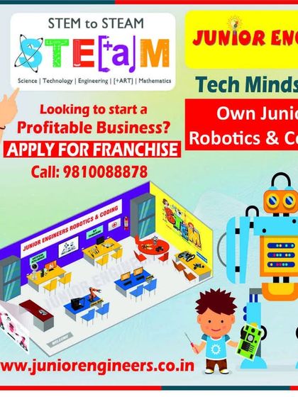 This graphic illustrates the vibrant and engaging learning environment you can create with a Junior Engineers franchise. We guide you in setting up a modern robotics and coding lab, transforming a business opportunity into a hub for tomorrow's tech minds and innovators.