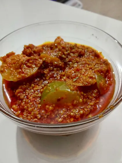 My new Aawla ka Achar is ready. This spicy gooseberry pickle is not only tasty but also very healthy. It has a unique tangy and spicy flavour.
