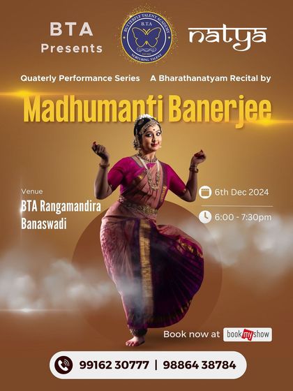 We were thrilled to present a Bharatanatyam recital by the renowned artist Madhumanti Banerjee at our own BTA Rangamandira. Hosting professional artists provides invaluable inspiration for our students.