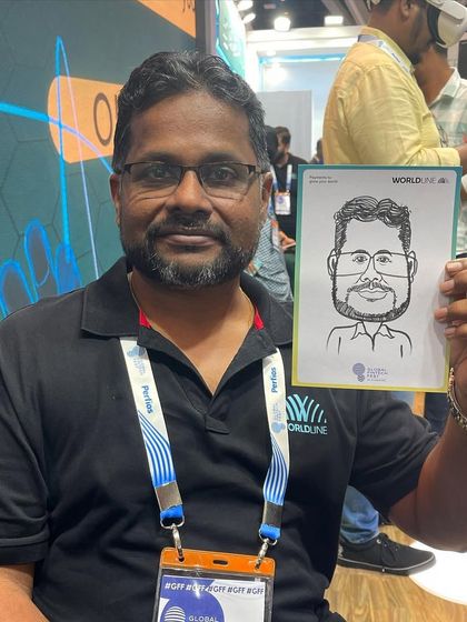 Another caricature from the exhibition event at BKC. We ensure each person gets a unique and personalized drawing.