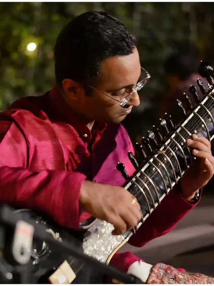 A focused close-up from an evening concert.