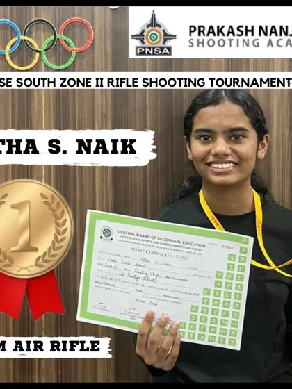Congratulations to our shooter Hitha S. Naik on her first place finish in the CBSE South Zone II Rifle Shooting Tournament. We are proud to guide young athletes on their path to victory.