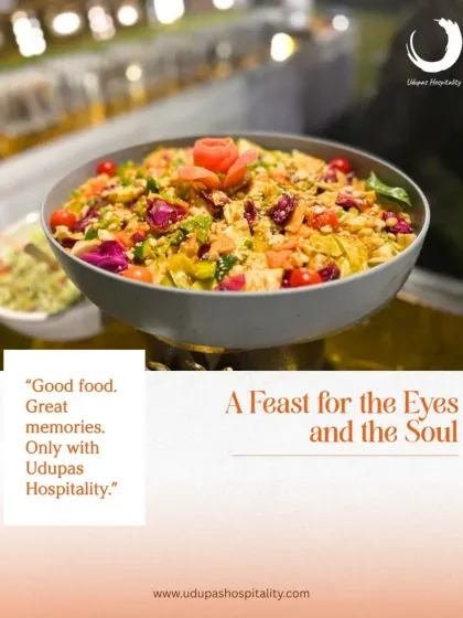 A beautifully presented salad, proving that even the simplest dishes are crafted to be a feast for the eyes. We use fresh, colorful ingredients to create healthy and appealing options for your buffet.