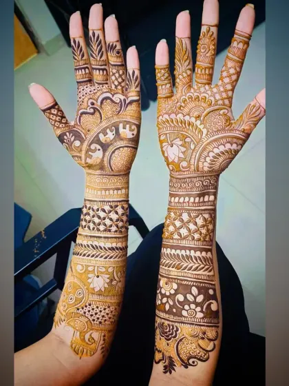This full-coverage design is perfect for making a statement at any festival or party. I use fine lines and detailed patterns to create a rich and luxurious look that extends up the arm.