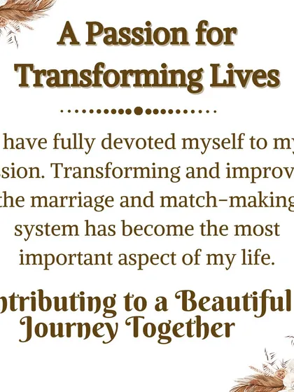 My journey as a matchmaker is deeply personal. Coming from a Jain Gujarati family and having an arranged marriage in 1991, I was surprised by the limited choices available. This inspired me to start my marriage bureau, a passion I have devoted my life to for over 30 years.
