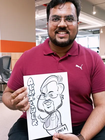 I enjoy drawing at corporate events, capturing the personalities of the team in a fun and lighthearted way.