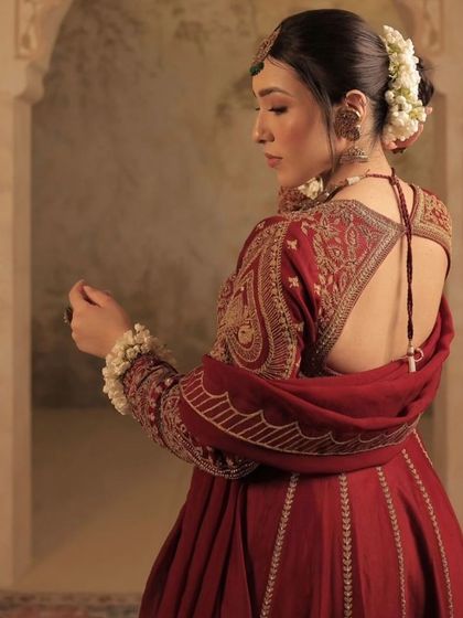 The back view of the elegant gajra bun, showing its clean lines and traditional charm.