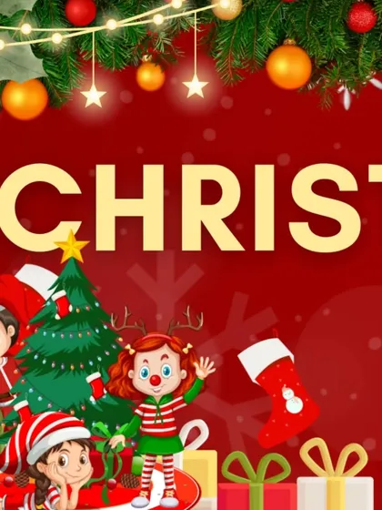 A cropped image from our Christmas Carnival poster, highlighting the festive theme and inviting kids to join the fun.