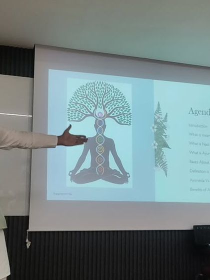 Explaining the core concepts of Ayurveda to students at ITM Business School. I believe that if you cannot explain something simply, you do not understand it well enough.