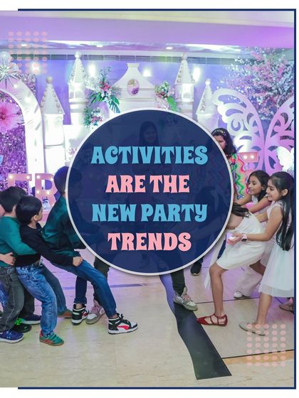 This graphic says it all: "Activities are the new party trends." I focus on providing interactive and engaging experiences like this group tug-of-war that go beyond traditional party formats.