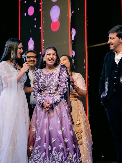 The joy on a mother's face says it all. I love bringing families together on stage for moments of pure happiness and laughter during the sangeet.