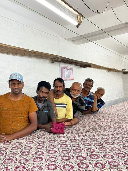 We welcome you to our garden studio for a hands-on workshop. Learn the ancient art of block printing, try your hand at natural dyeing, and design your own unique piece with vintage blocks from our archives.