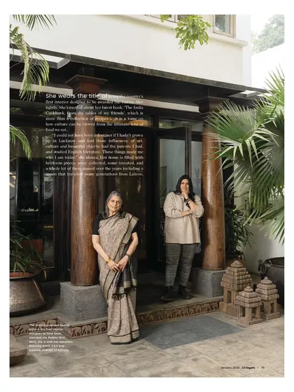 My mother, Sunita, and I at our Courtyard Home, featured in Livingetc magazine. This image captures the essence of K2India: a mother-daughter partnership that blends generations of design experience with a shared vision for creating personal, story-rich spaces.