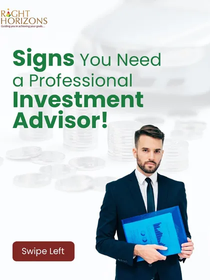 The cover slide for our carousel on "Signs You Need a Professional Investment Advisor." It features a confident professional, suggesting that expert guidance can bring clarity and control to your financial life.
