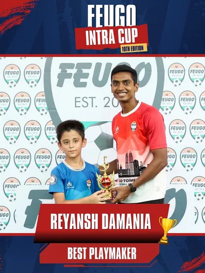 Reyansh Damania, recognized as the Best Playmaker in the U-9 Intra-Cup for his creative and strategic play.