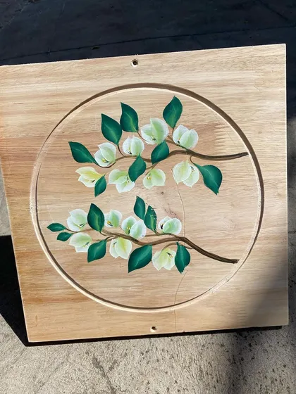 The white blossom panel, seen in different lighting.