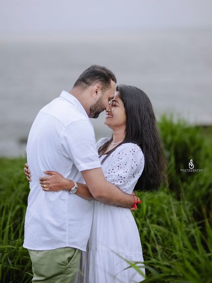 A tender moment, nose-to-nose, showcasing their affection. Close-up shots like this are perfect for highlighting emotion.