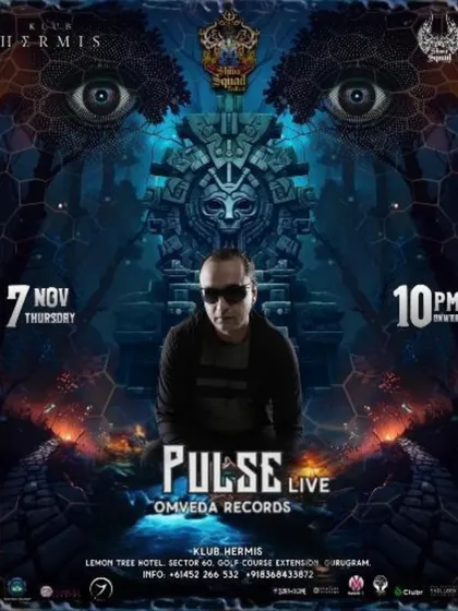 Bringing my Pulse avatar back for a special psy set at Klub Hermis. This poster captures the dark, mystical vibe of the night.
