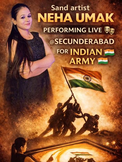 An event poster for my live performance in Secunderabad for the Indian Army. The artwork shows soldiers raising the tricolor, a theme that resonates deeply with me.