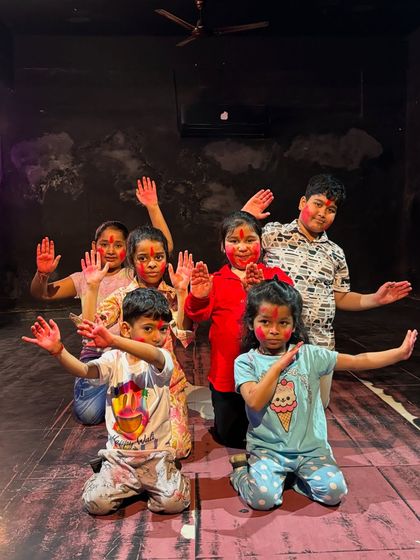 The kids' batch is all smiles and colors during our special Holi festival dance session.